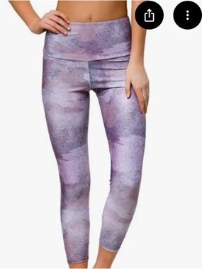💜 Onzie Flow Yoga Leggings Animal Dusk Pink Lavender Marble Print High-Waist